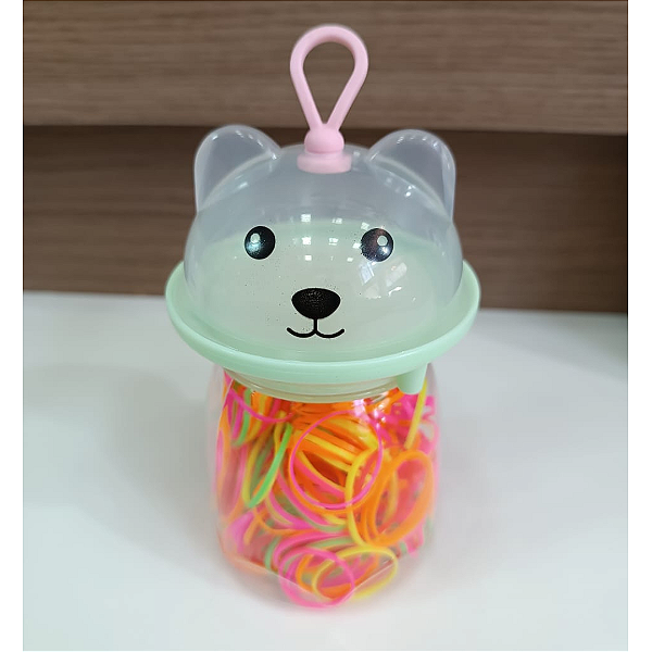 Elástico Para Cabelo  De Silicone Com Pote De Ursinho BA80251 Top