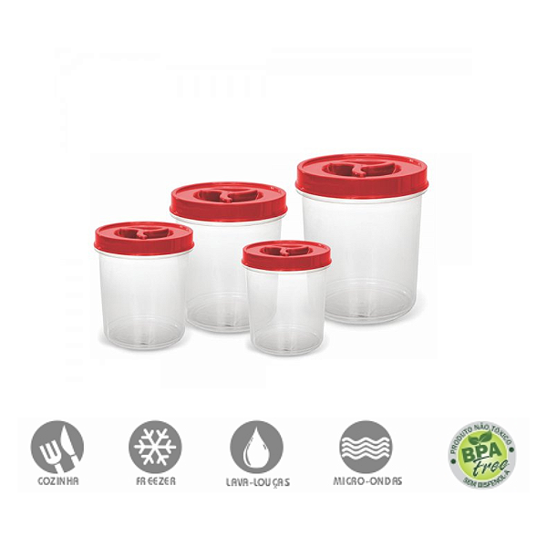 Conjunto De Mantimento Redondo Com 4 Peças 2492 Erca Plast