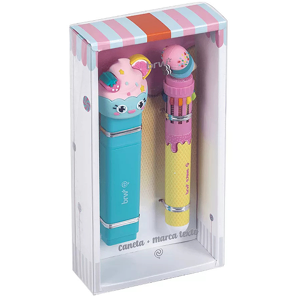 Caneta Divertida 10 Cores+ Marca Texto Big Tutti Frutti CA0502 Brw
