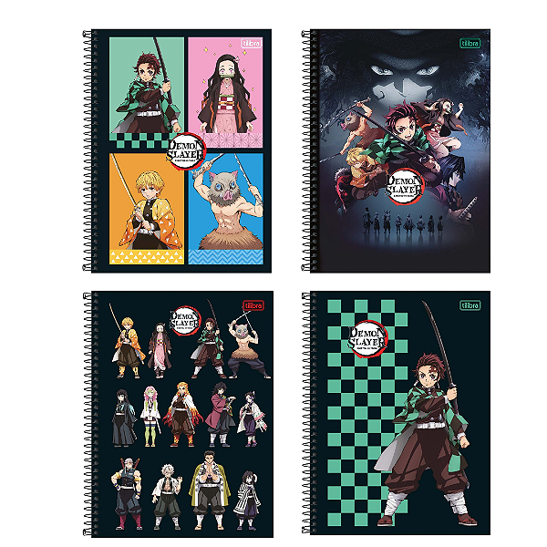 Caderno Espiral Capa Dura Demon Slayer 160 Folhas Tilibra