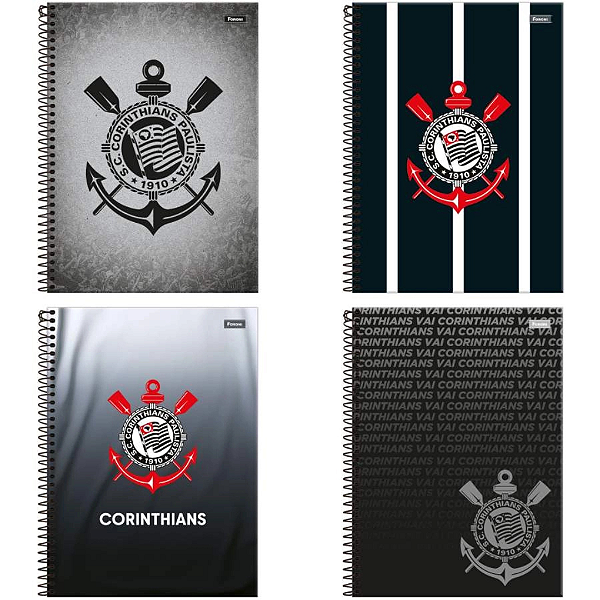 Caderno Espiral Capa Dura Corinthians 80 Folhas Foroni