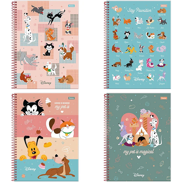 Caderno Espiral Capa Dura Disney Pets 80 Folhas Foroni