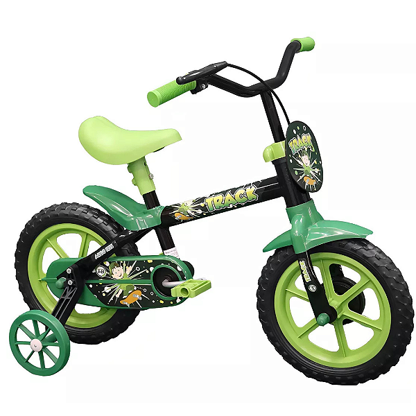 Bicicleta Preta E Verde Aro 12 Track Bike