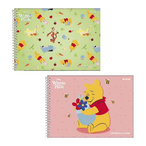 Caderno De Desenho Espiral Capa Dura Pooh 80 Folhas Starschool