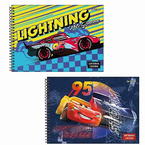 Caderno De Desenho Espiral Capa Dura Carros 80 Folhas Starschool