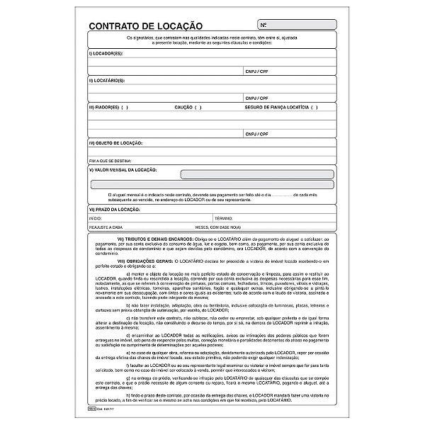 Talão Impresso Contrato De Locação 100 Folhas 15.017-7 Tilibra