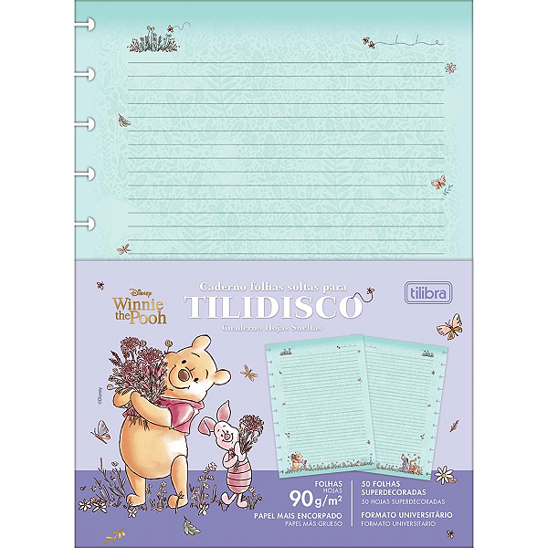 Refil Para Caderno Tilidisco Pooh 90g/m² 50 Folhas Tilibra