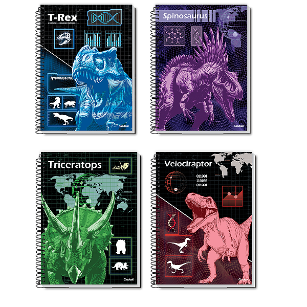 Caderno Espiral Capa Dura Super Dino 80 Folhas Credeal