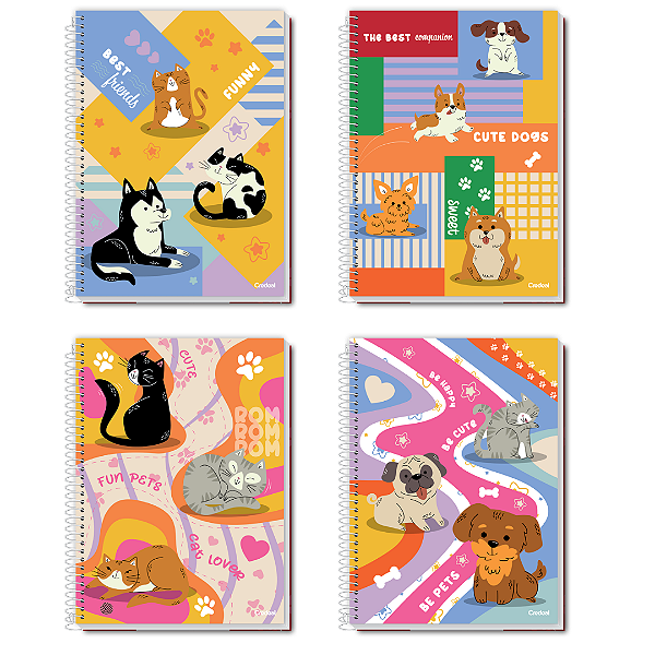 Caderno Espiral Capa Dura Pet Fun 80 Folhas Credeal