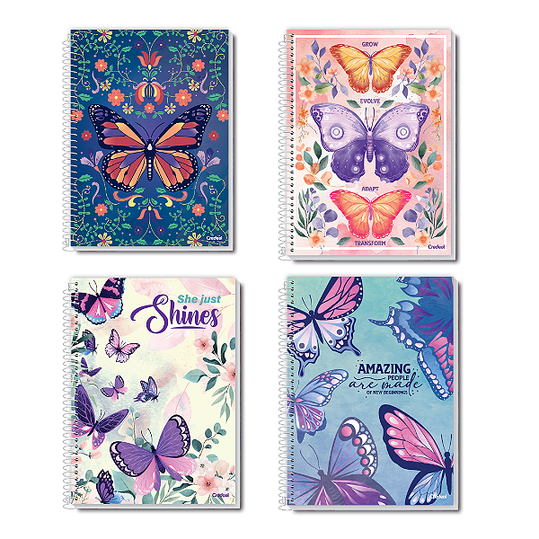 Caderno Espiral Capa Dura Purpurina 80 Folhas Credeal