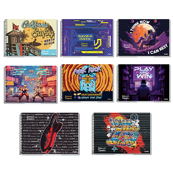 Caderno De Desenho Espiral Capa Dura My Collection Masculino 80 Folhas Credeal