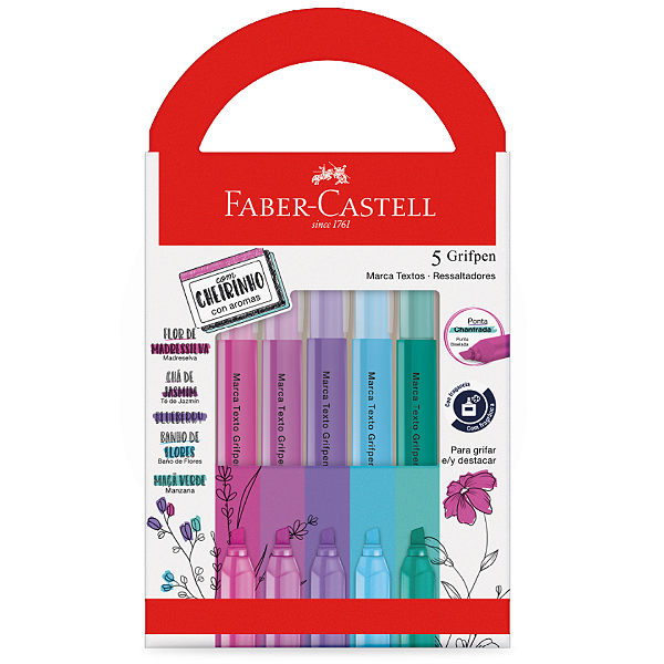 Marca Texto Grifpen Cheirinho Com 5 Cores Faber Castell