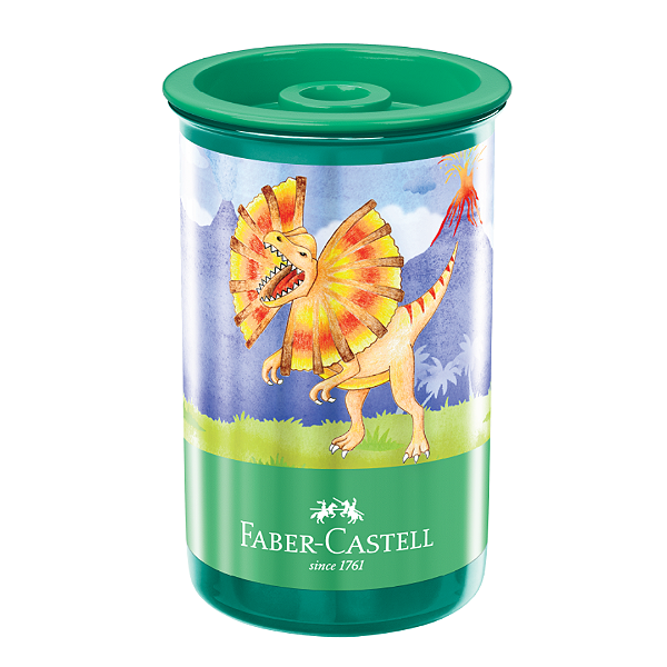Apontador Com Deposito Dinossauro Verde Faber Castell