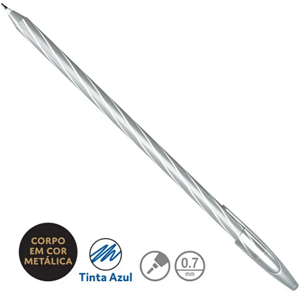 Caneta Esferográfica Spiro Gem 0.7mm Azul Cis