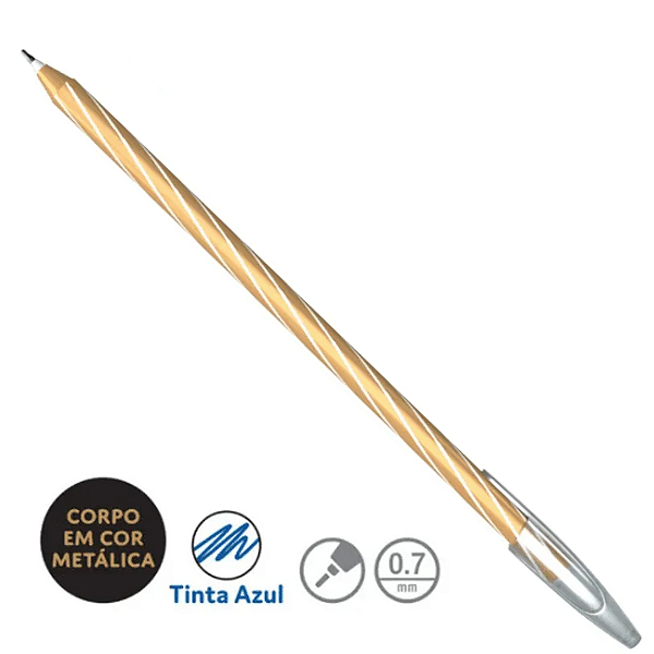 Caneta Esferográfica Spiro Gem 0.7mm Azul Cis