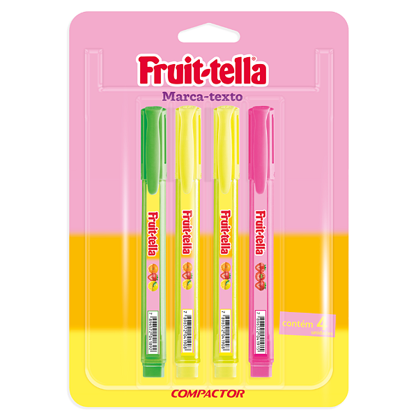 Marca Texto Fruit-tella Com 4 Cores Compactor