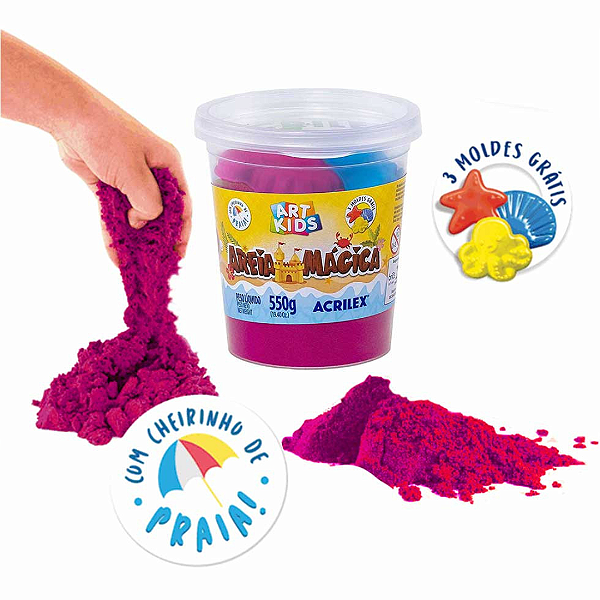 Massa Areia Magica Rosa Com Molde 107 Acrilex
