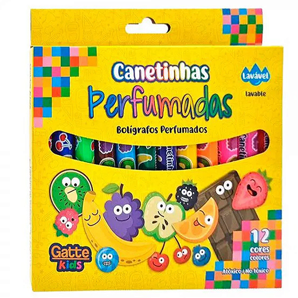 Caneta Hidrografica Com Cheiro De Frutas 12 Cores Gatte