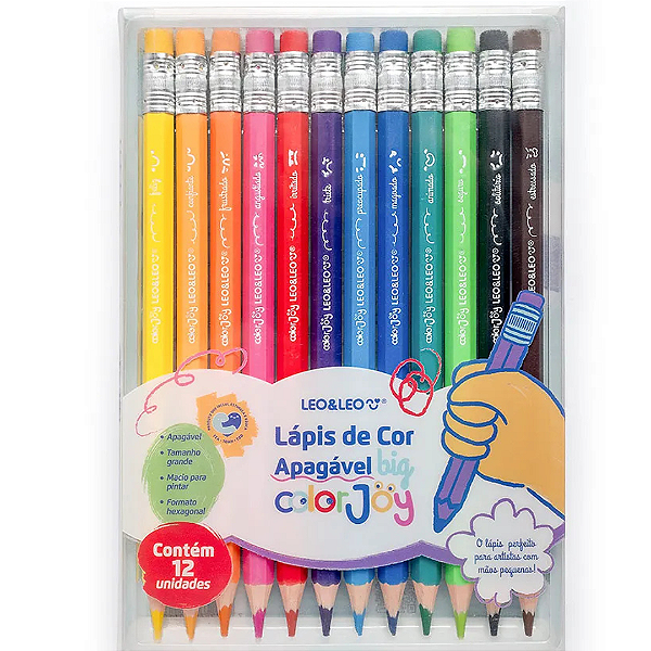 Lápis De Cor Jumbo Apagável Colorjoy 12 Cores 10344 Leonora