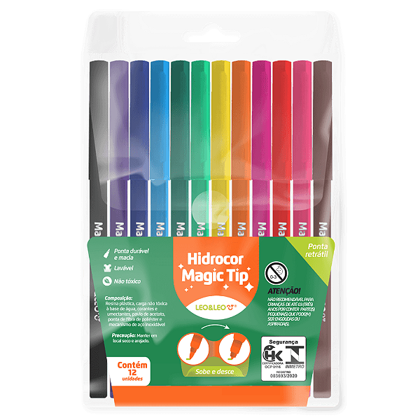 Caneta Hidrografica Magic Tip Vai E Vem Com 12 Cores 10263 Leonora