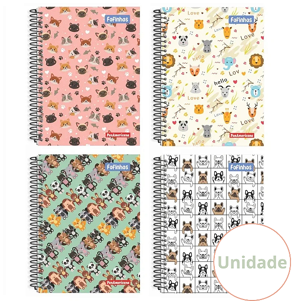 Caderno Espiral Capa Dura Fofinhos 80 Folhas Panamericana