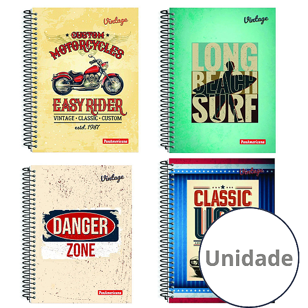 Caderno Espiral Capa Dura Vintage 80 Folhas Panamericana
