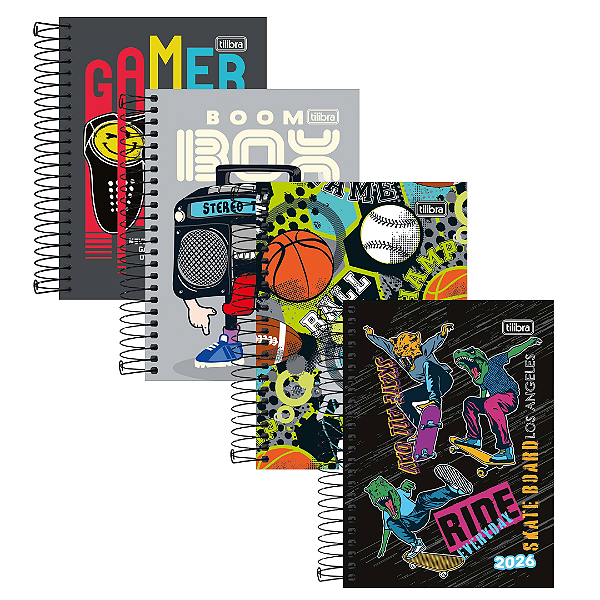 Agenda Espiral Capa Dura Spice Masculina 2026 160 Folhas Tilibra