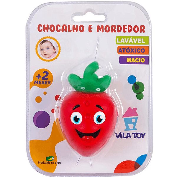 Mordedor E Chocalho Morango 100-36 Vila Toys