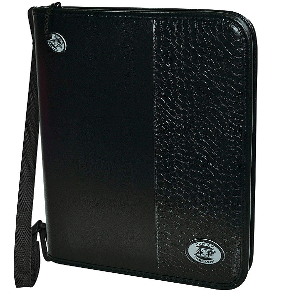 Fichario Com Ziper Croco Black Preto 938 Acp