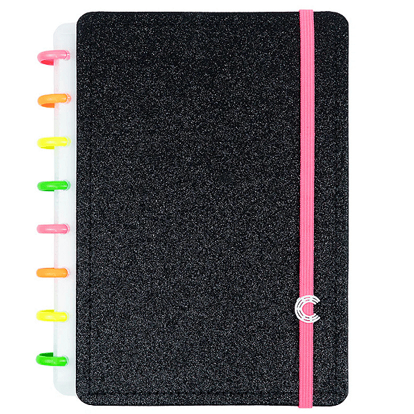 Caderno Lets Glitter Neon Black Grande CIGD4145 Caderno Inteligente