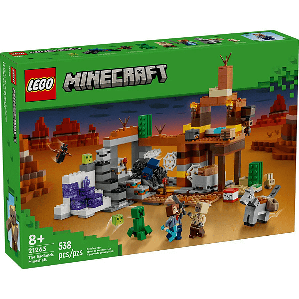 Lego Minecraft A Mina do Ermo 538 Peças 21263
