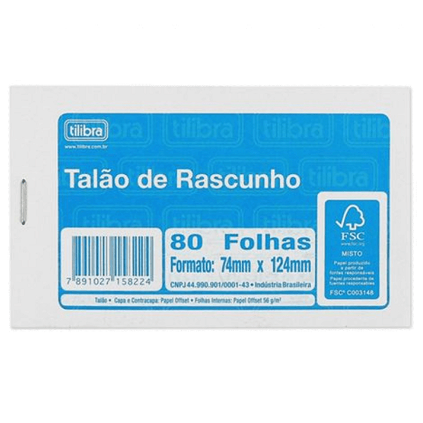 Bloco Para Rascunho Com Serrilha 80 Folhas 158224 Tilibra