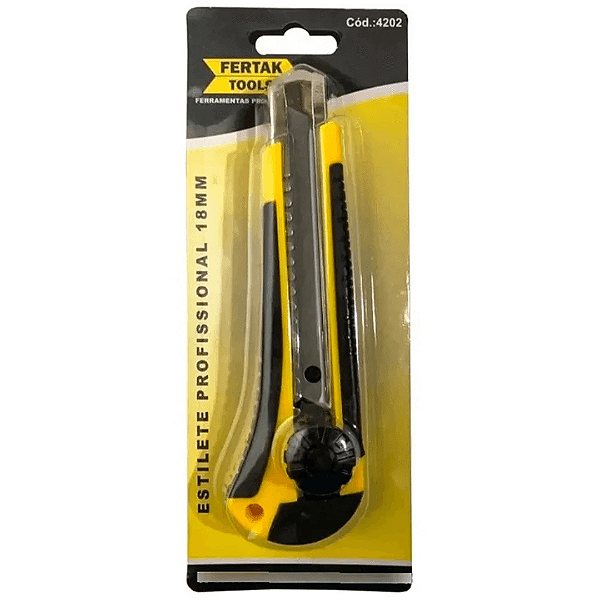 Estilete Profissional 18mm Com Cabo Emborrachado 4202 Fertak