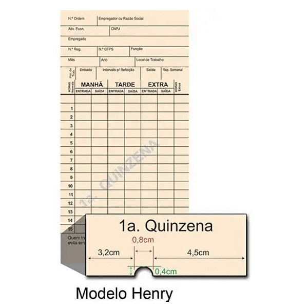 Cartão de Ponto Palha Henry Com CNPJ 1120 Tamoio