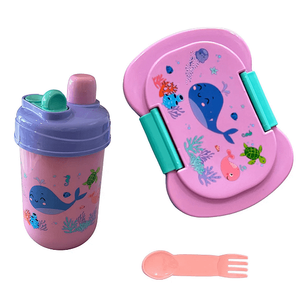 Marmita Lancheira Infantil Com Copo Baleia MCC25034-B Unik