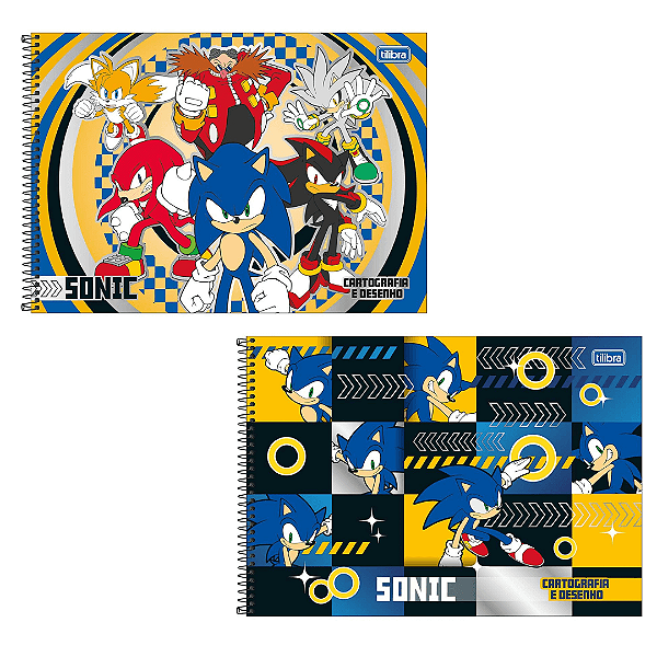 Caderno De Desenho Espiral Capa Dura Sonic 80 Folhas Tilibra