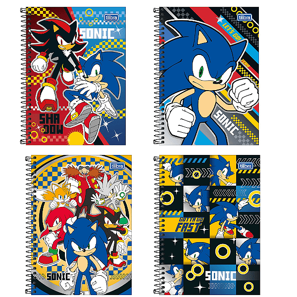 Caderno Espiral Capa Dura Pequeno Sonic 80 Folhas Tilibra