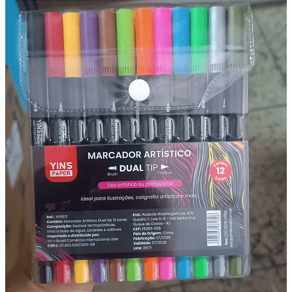 Marcador Artistico Dual Tip 12 Cores YP9512 Yins Paper