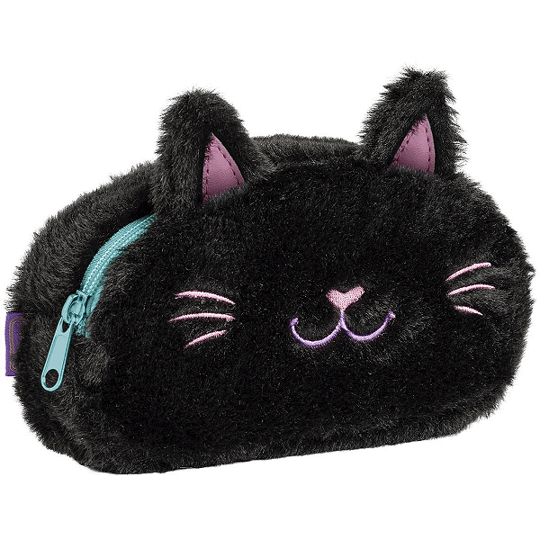 Estojo Médio Pelúcia Purrfect Cat Preto Tilibra