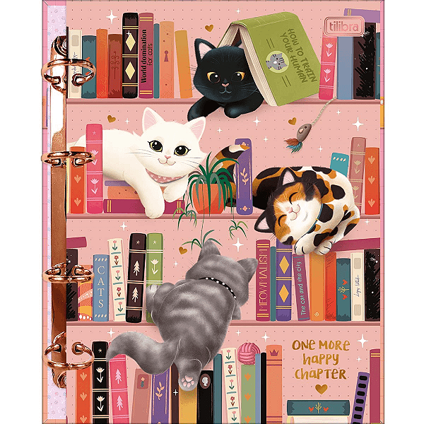 Caderno Argolado Colegial Purrfect Cats 80 Folhas Tilibra