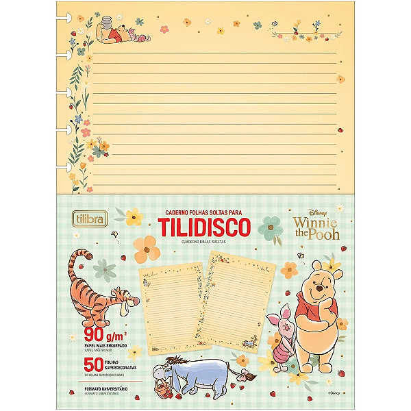 Refil Para Caderno Tilidisco Pooh 90g/m² 50 Folhas Tilibra