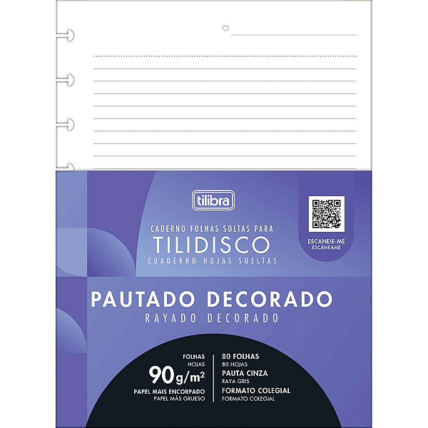 Refil Para Caderno Tilidisco Colegial Decorado 90g/m² 80 Folhas Tilibra
