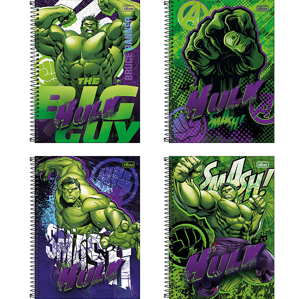 Caderno Espiral Capa Dura Hulk 80 Folhas Tilibra