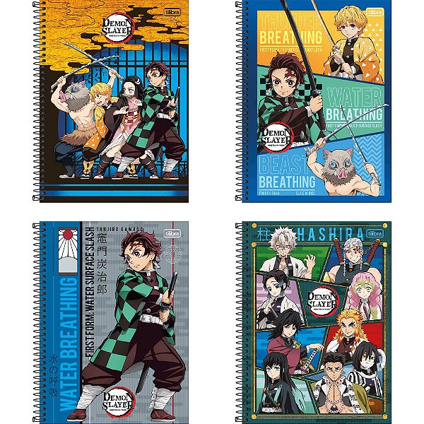 Caderno Espiral Capa Dura Demon Slayer 80 Folhas Tilibra