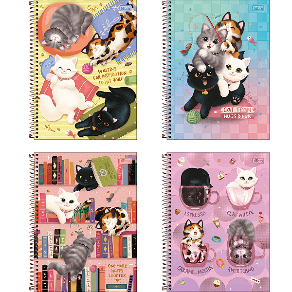 Caderno Espiral Capa Dura Purrfect Cats 80 Folhas Tilibra