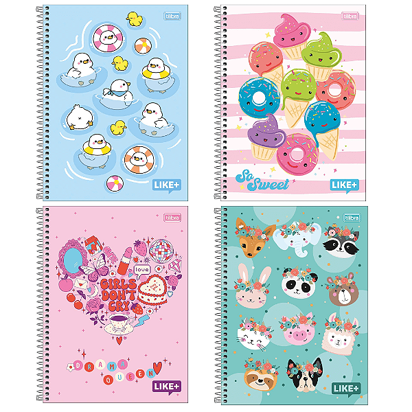 Caderno Espiral Capa Dura Like+ Feminino 96 Folhas Tilibra