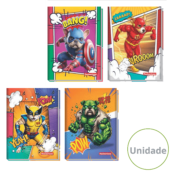Caderno Brochura Capa Dura Super Pets 80 Folhas Panamericana