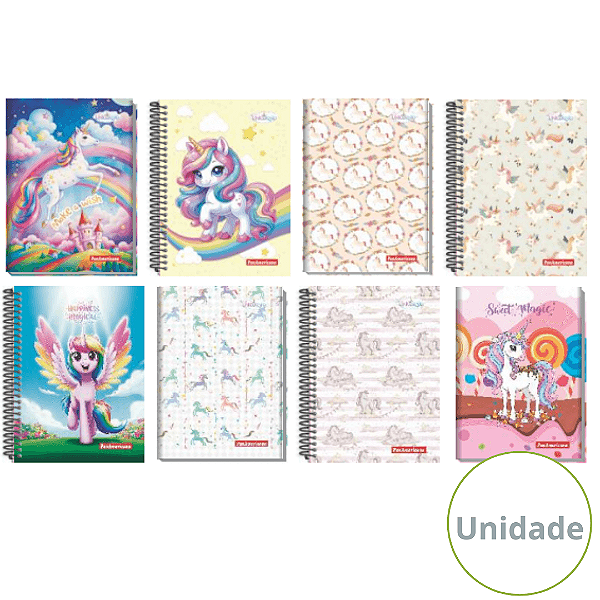 Caderno Espiral Capa Dura Pequeno Unicórnio 96 Folhas Panamericana