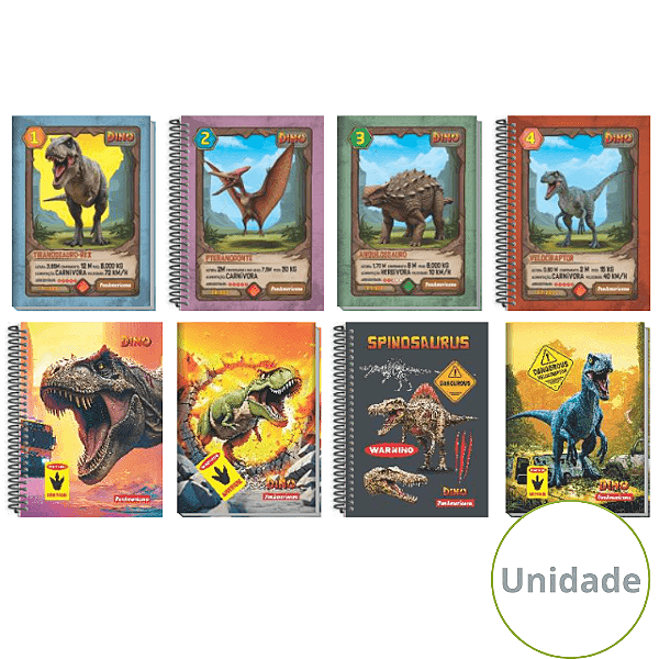 Caderno Espiral Capa Dura Pequeno Dino 96 Folhas Panamericana