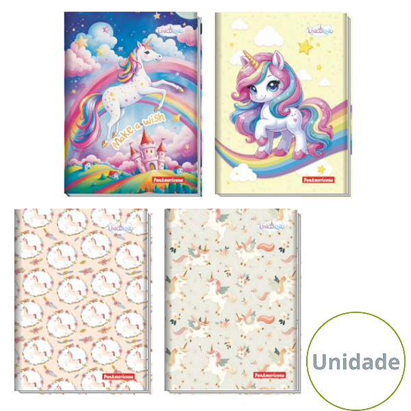 Caderno Brochura Capa Dura Unicórnio 80 Folhas Panamericana